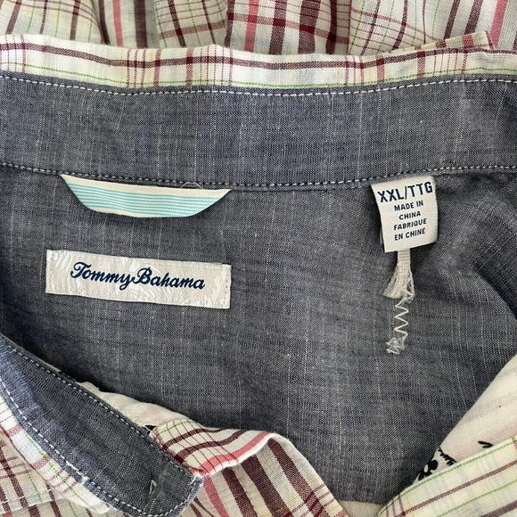 Tommy Bahama Plaid Short Sleeve Button Down Shirt Hawaiian Aloha - Picture 2 of 6